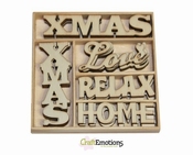 CraftEmotions Houten ornamenten X-mas woorden per stuk