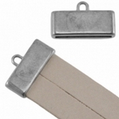 Eindkapje vierkant (voor 5/10mm plat leer/aztec) AntiekZilv Per stuk
