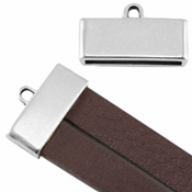 Eindkapje vierkant (voor 5/10mm plat leer/aztec) Zilver Per stuk