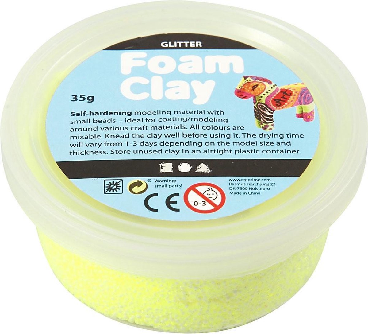 Foam Clay, Glitter Geel, 35 gram Per stuk