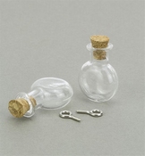 Glazen wensflesje met kurk 19,2x10x24mm per stuk
